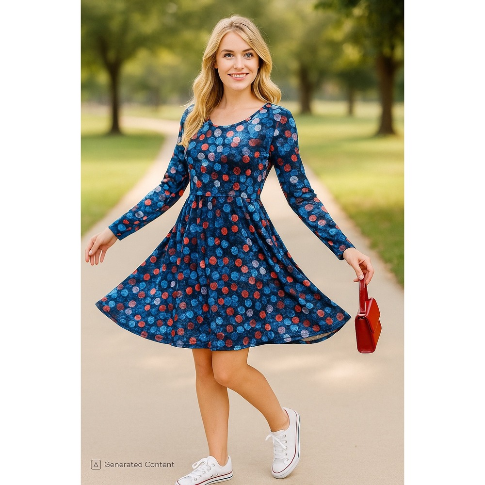 Isle‎ by Melis Kozan Blue Fit & Flare Dress – Size L